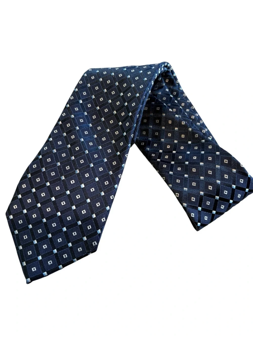 Jones New York - Men's Navy Geometric Necktie, tie. Polyester.